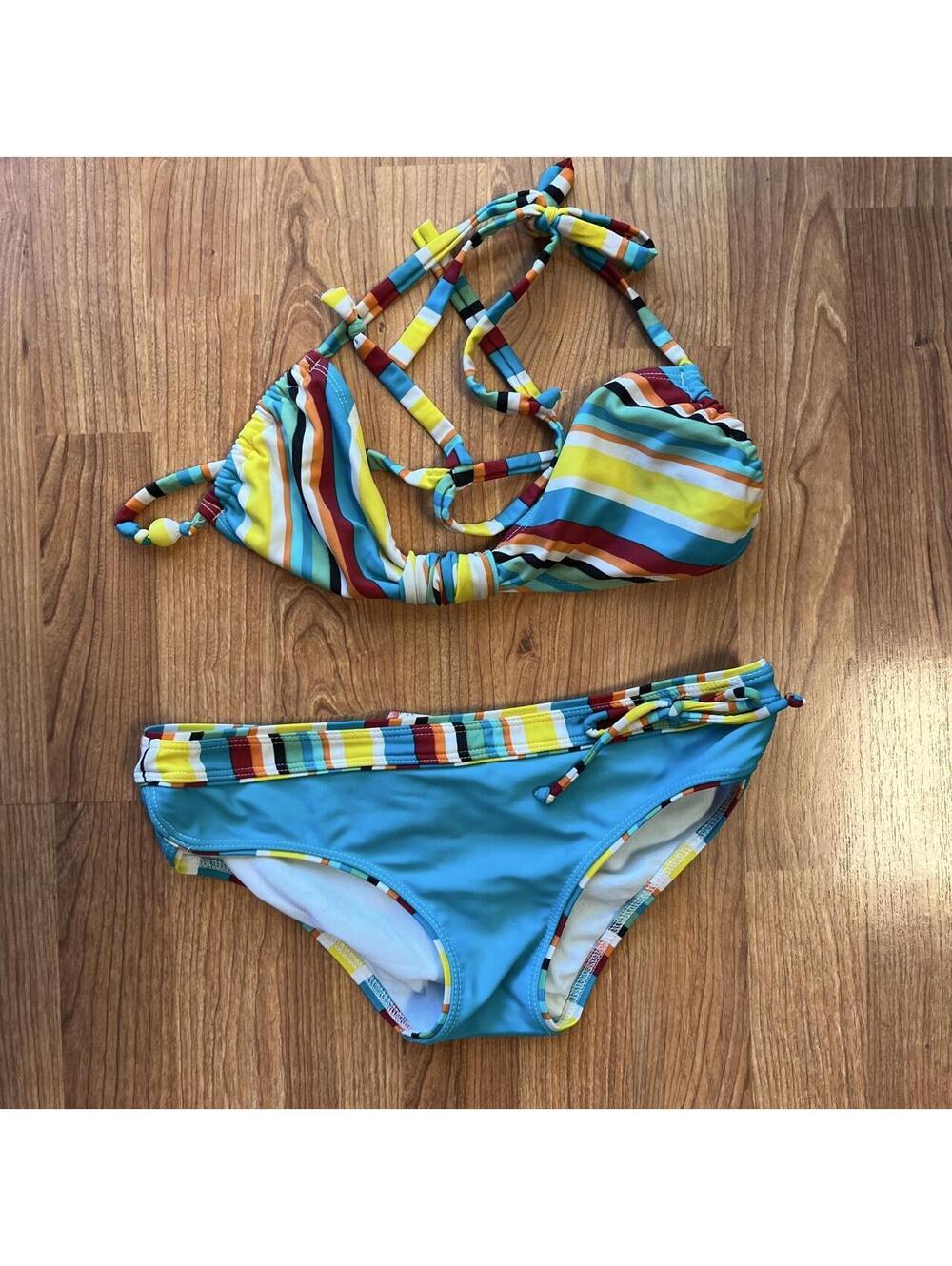 Vintage Y2K 90s split bathing suit 2 piece bikini set | size M